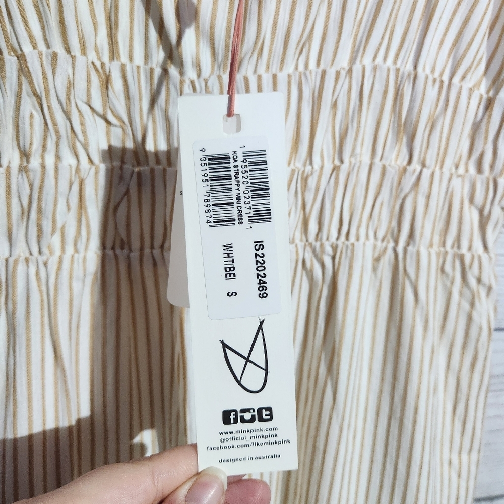 MINKPINK Cream Striped Dress, NWT Size S - Picture 7 of 10